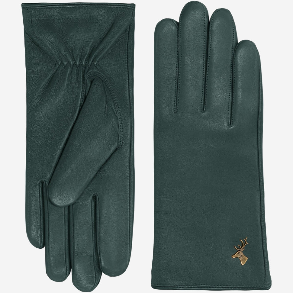 Ivy (dark green) - sheepskin leather gloves with wool/cashmere lining & touchscreen feature - Schwartz & von Halen - UK - 2