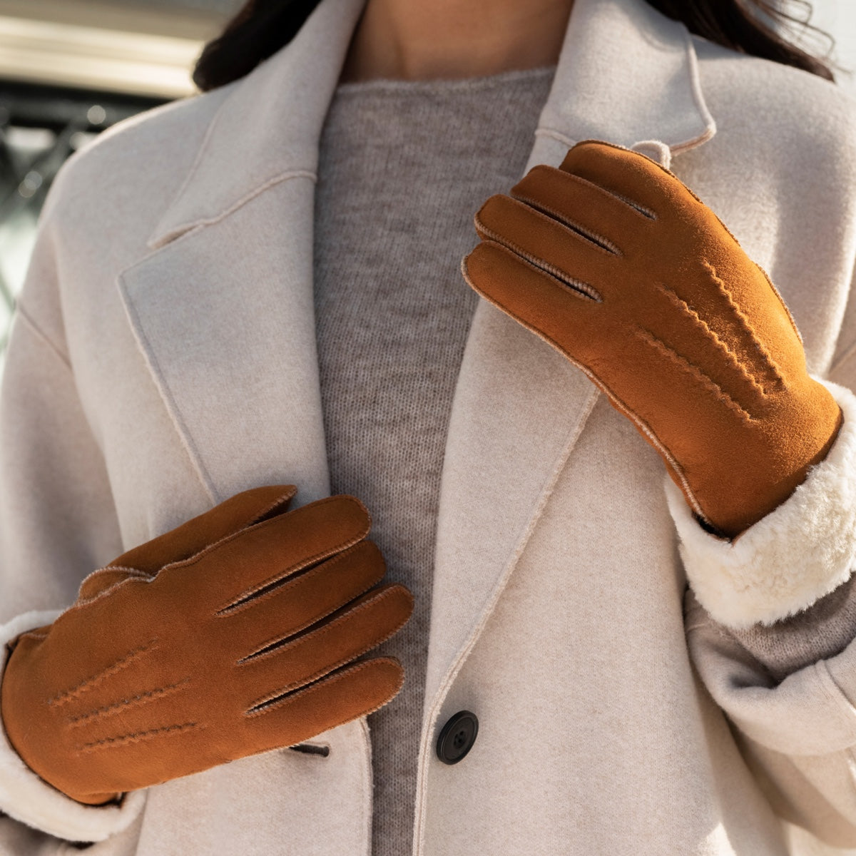 Vintage Grandoe Brown Leather Gloves Sz M/L 9-9.5 Raw Hem outlet