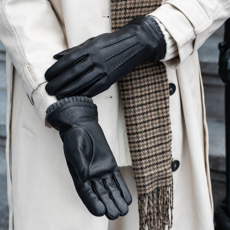 Halen® Schwartz Gloves - von – Deerskin & Women\'s Leather Black Lining Wool