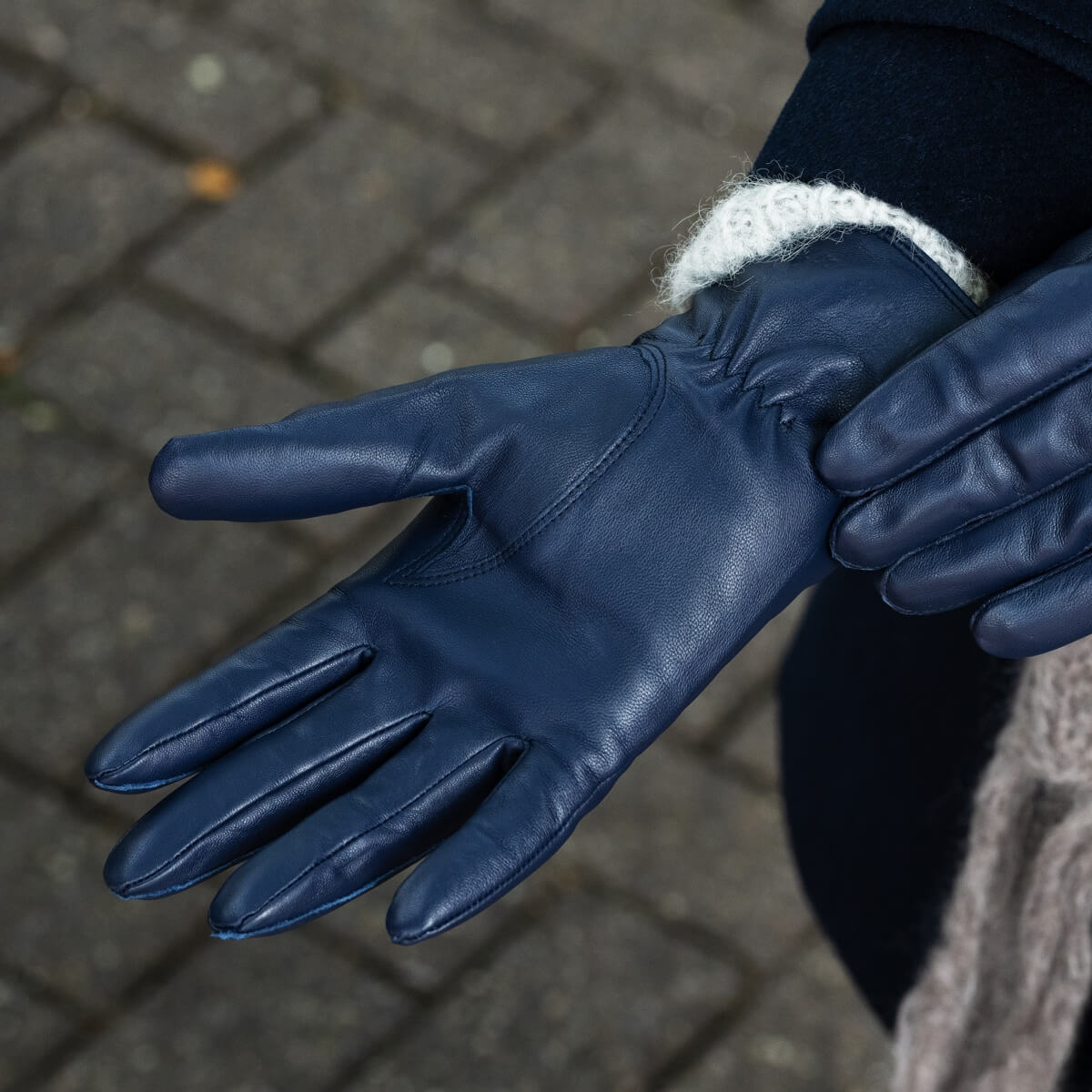 Mens navy discount leather gloves